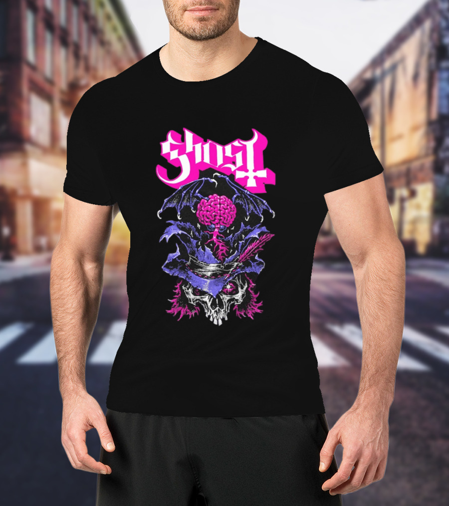 Ghost Bat Brain Skeleton Tour T-Shirt