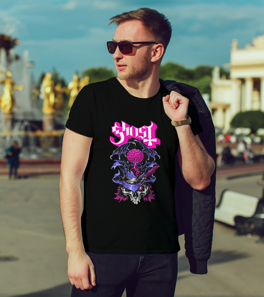 Ghost Bat Brain Skeleton Tour T-Shirt