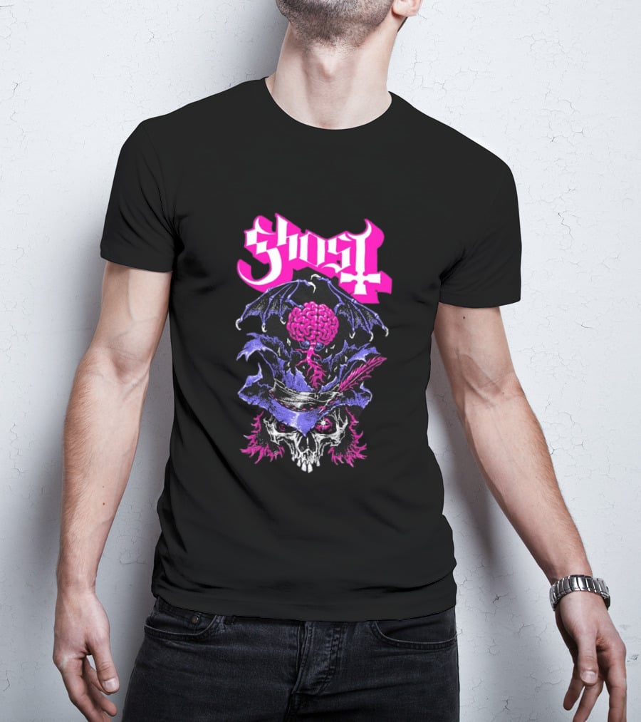 Ghost Bat Brain Skeleton Tour T-Shirt
