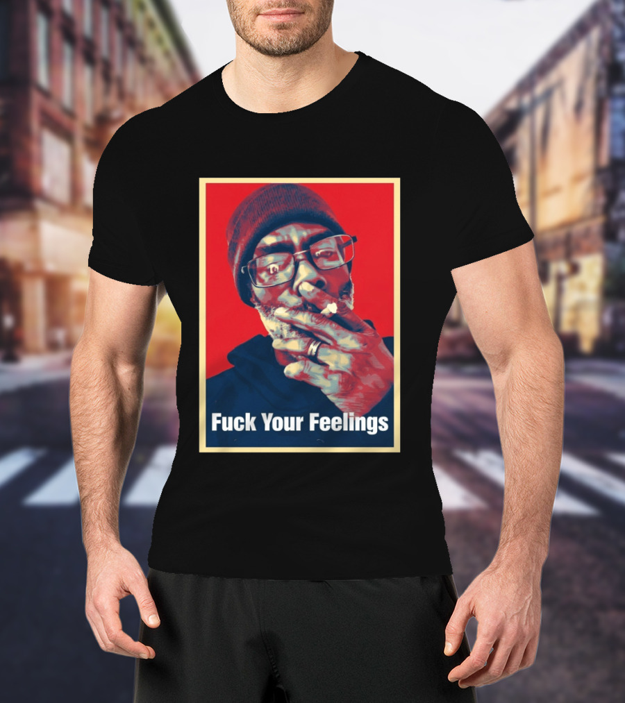 Uncle Clif Fuck Your Feelings Smoking Glasses Beanie Red T-Shirt