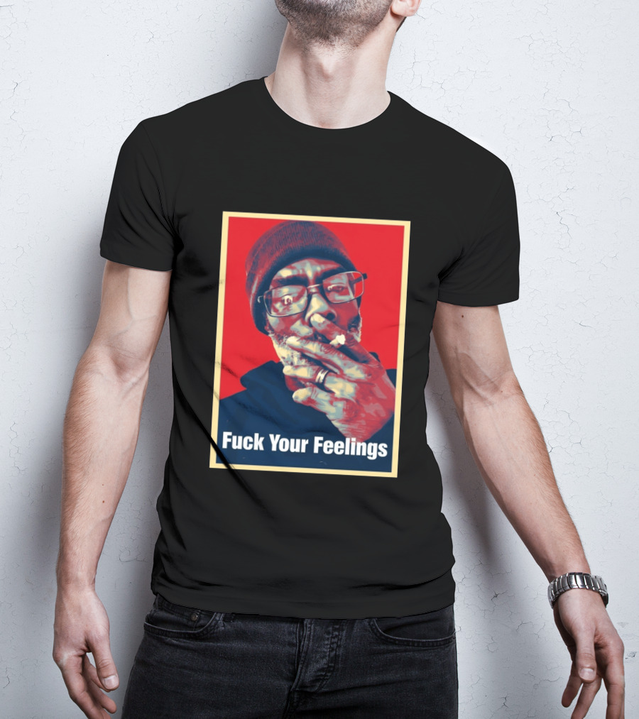 Uncle Clif Fuck Your Feelings Smoking Glasses Beanie Red T-Shirt