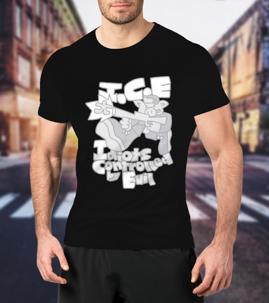 I.C.E Idiots Controlled By Evil Shooter Character With Gun T-Shirt