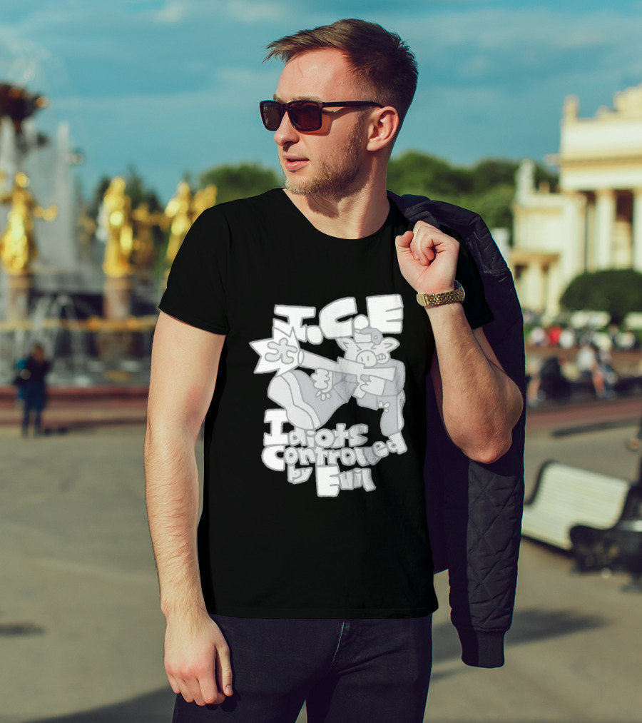 I.C.E Idiots Controlled By Evil Shooter Character With Gun T-Shirt
