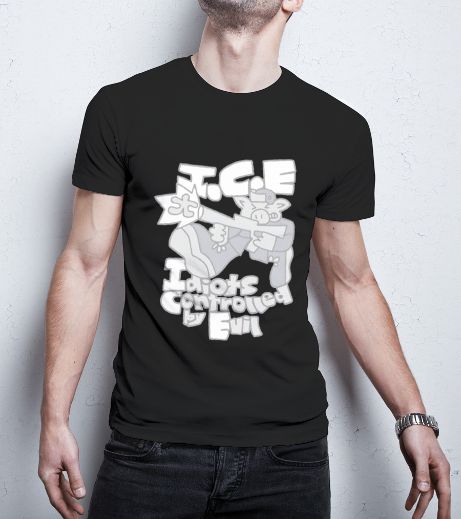 I.C.E Idiots Controlled By Evil Shooter Character With Gun T-Shirt