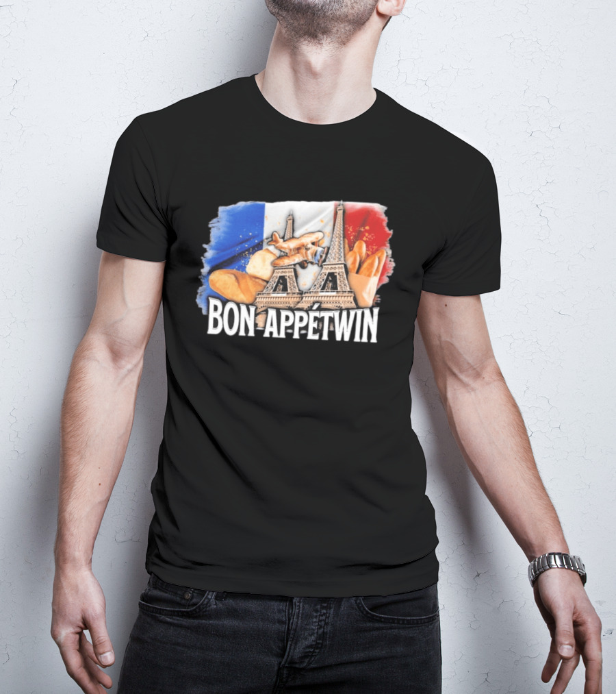 Bon Appetwin French Baguettes Eiffel Tower Paris Flag T-Shirt