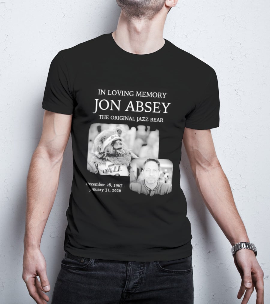 In Loving Memory Jon Absey The Jazz Bear December 28 1967 January 31 2026 Utah Jazz T-Shirt