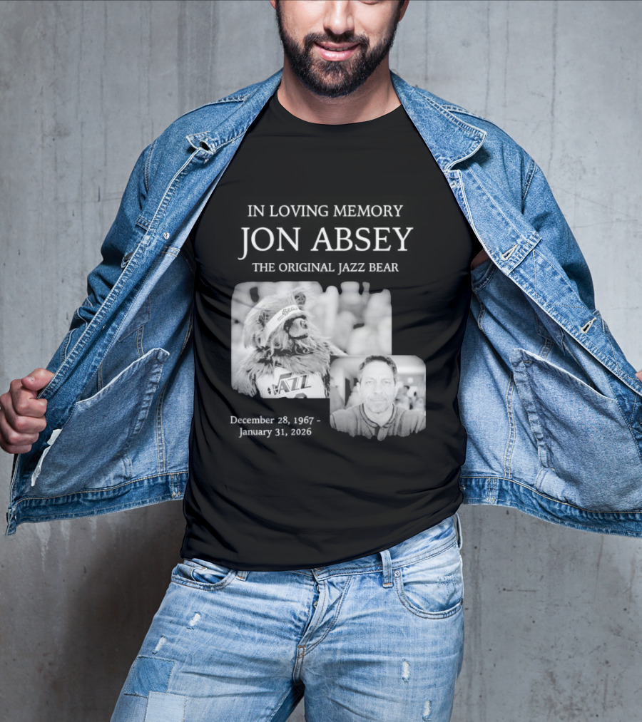 In Loving Memory Jon Absey The Jazz Bear December 28 1967 January 31 2026 Utah Jazz T-Shirt