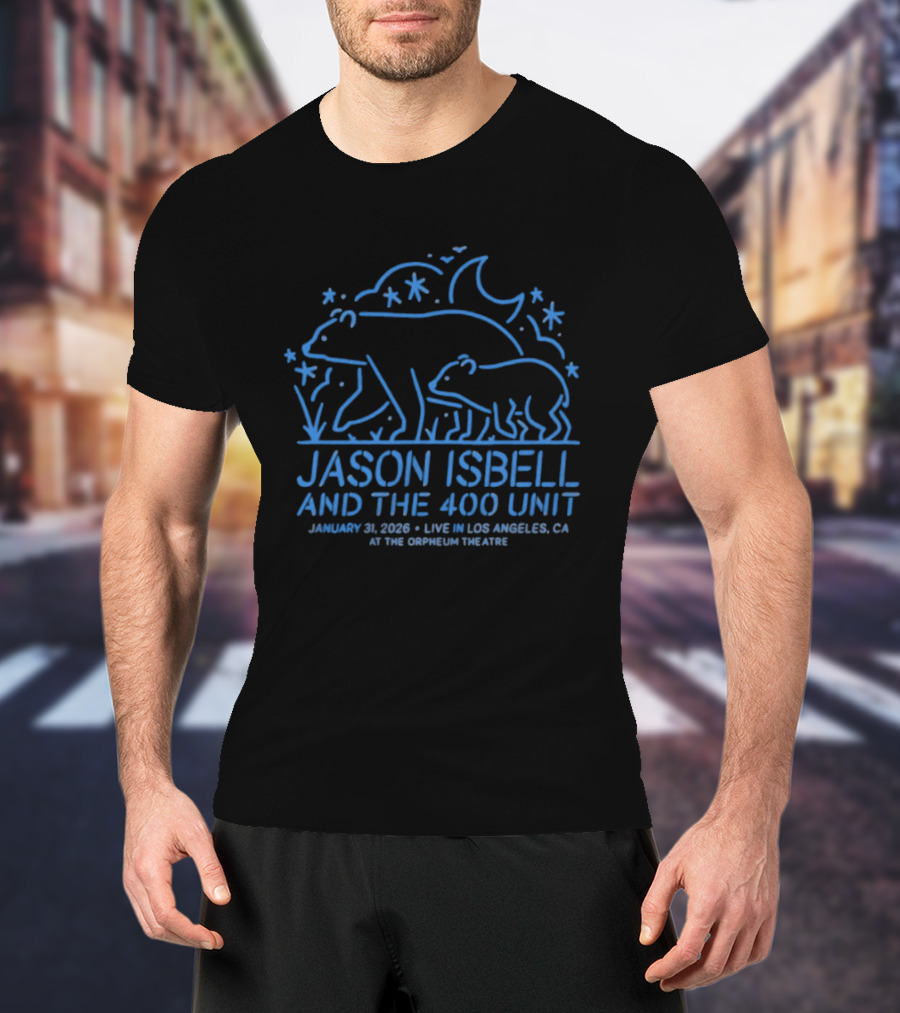 Jason Isbell And The 400 Unit Live At The Orpheum Theatre Los Angeles CA January 31 2026 Bears Moon Stars T-Shirt