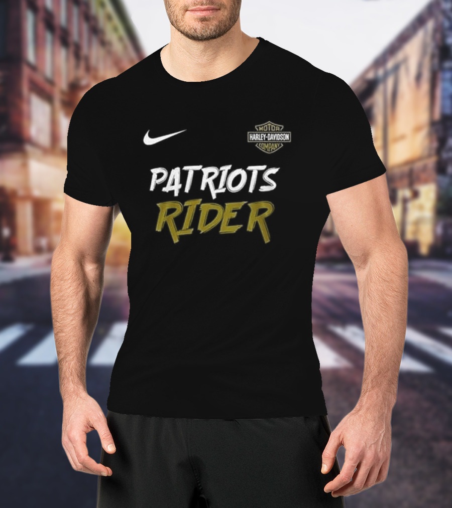 Nike Patriots Rider Harley Davidson Go Patriots Motorcycle T-Shirt