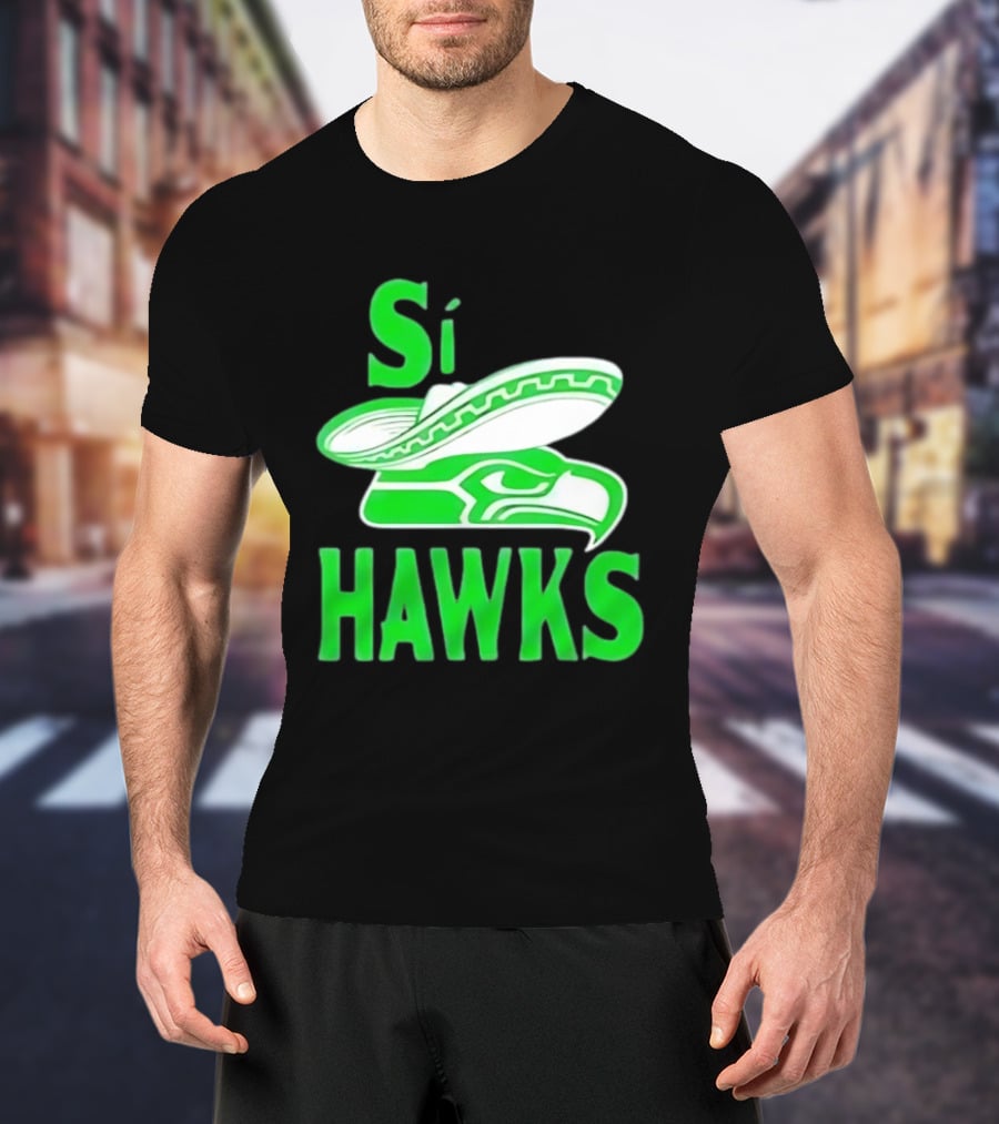 Si Hawks Mexican Sombrero Green Hawk T-Shirt