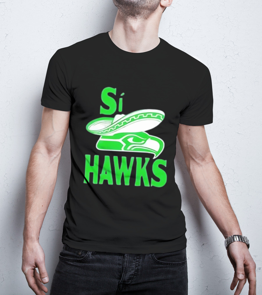 Si Hawks Mexican Sombrero Green Hawk T-Shirt