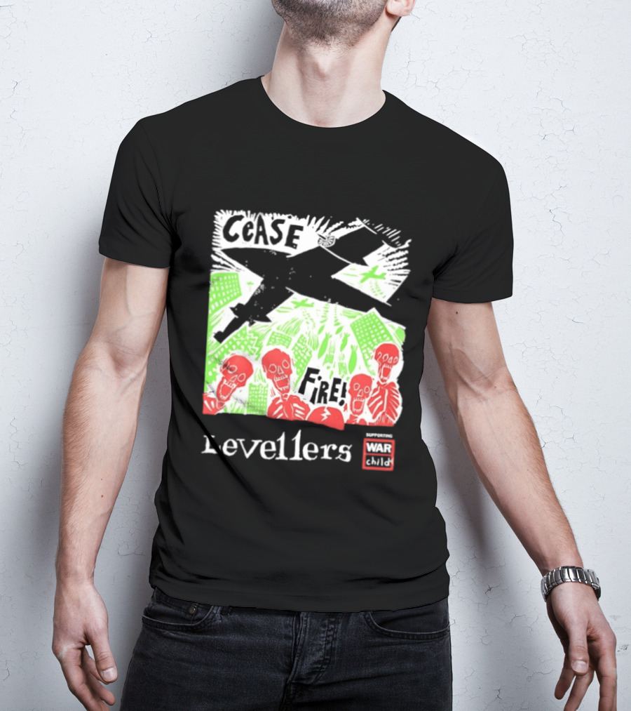 Cease Fire Levellers Red Skeletons Urban Scene T-Shirt