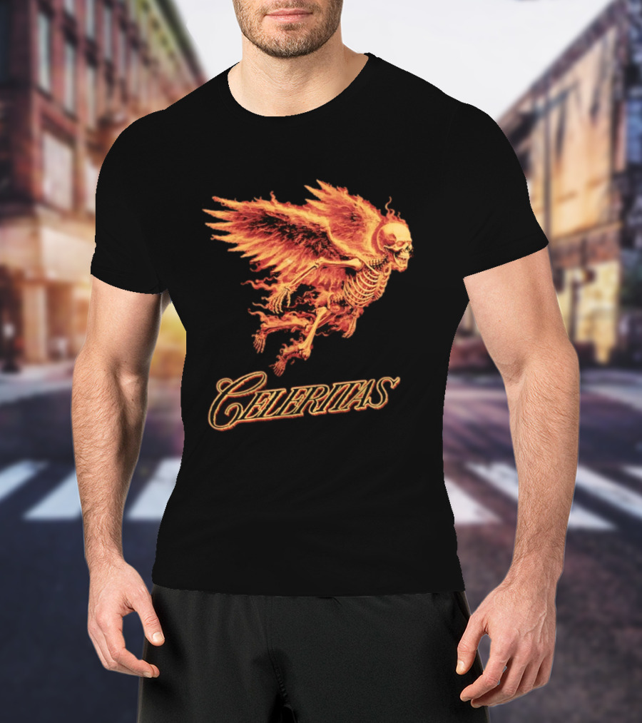 Celeritas Flaming Angel Skeleton Wings 2026 Speed T-Shirt