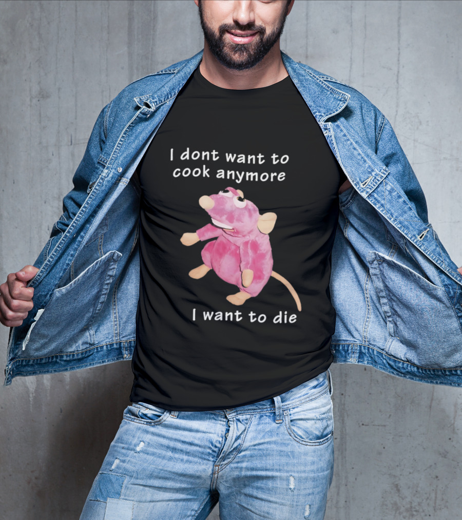 I Dont Want To Cook Anymore I Want To Die Rat Pink Stuffed Animal T-Shirt