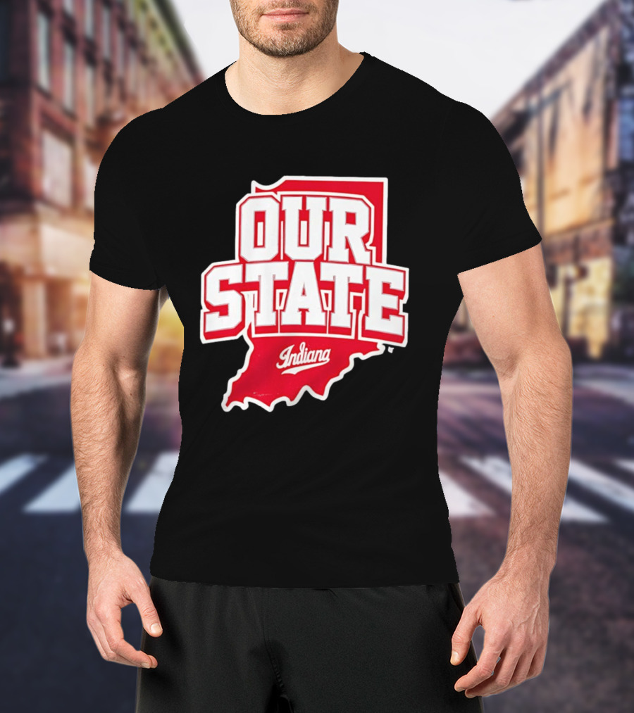Our State Indiana Red Map College Sports Indiana T-Shirt