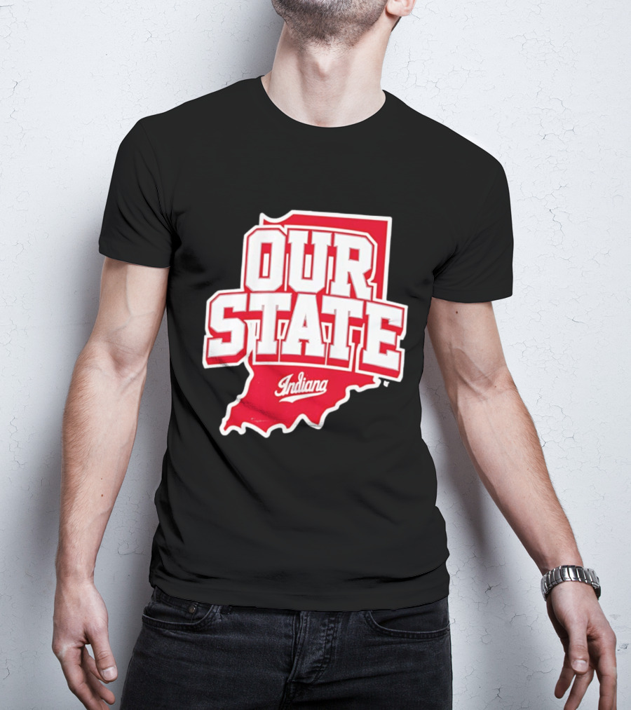 Our State Indiana Red Map College Sports Indiana T-Shirt