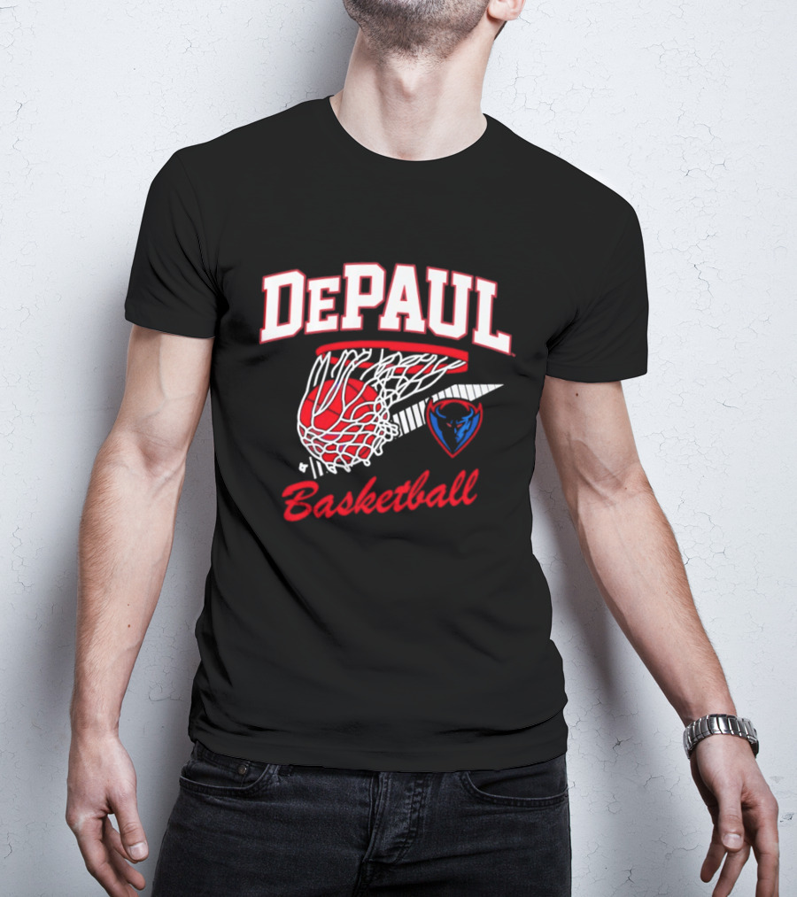 DePaul Blue Demons Basketball Hoop Throwback T-Shirt