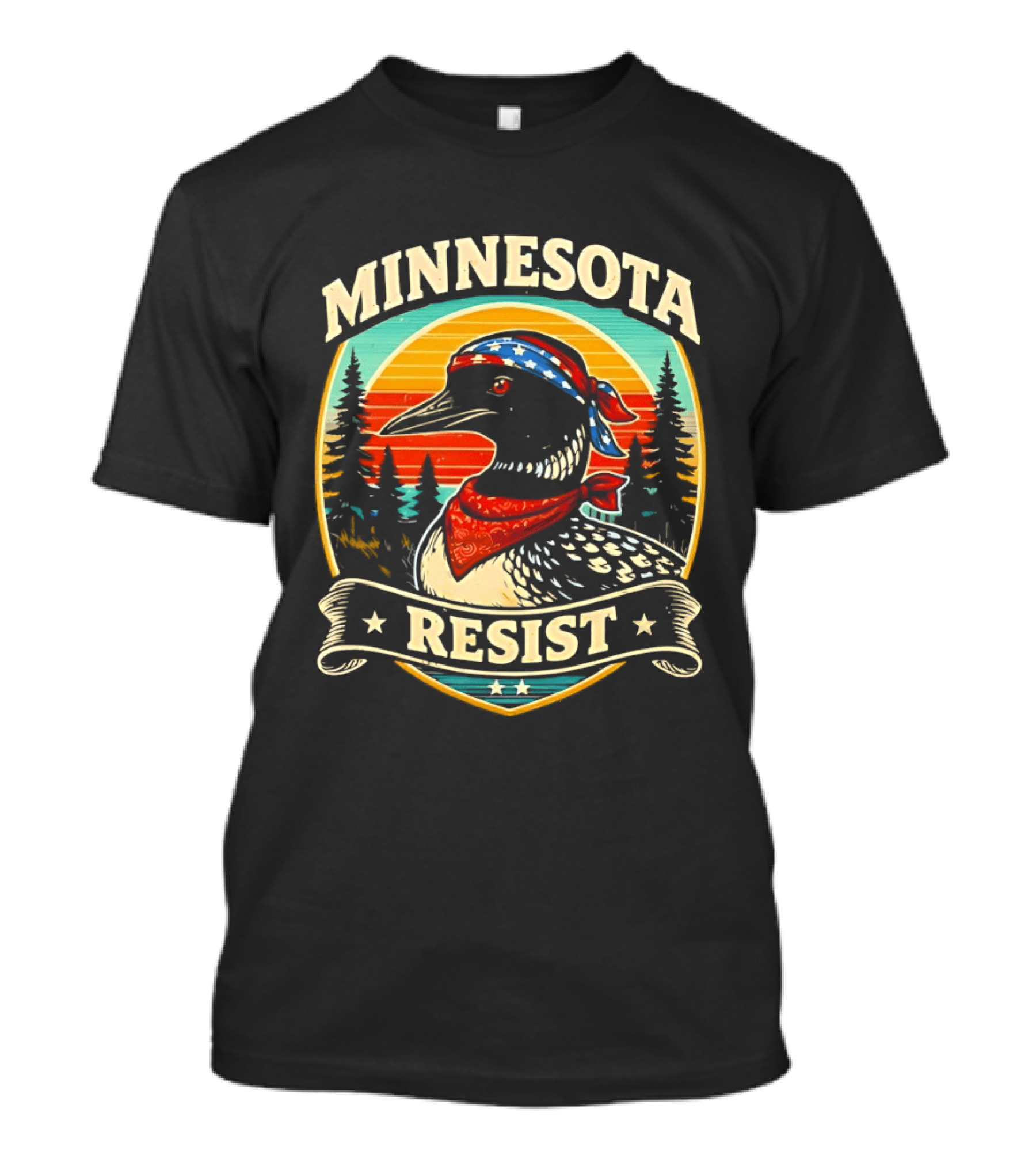 Minnesota Loons Resist Vintage American Bandana And Sunset T-Shirt