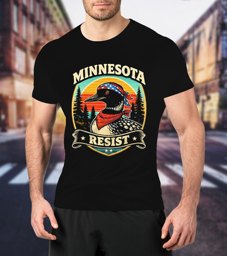 Minnesota Loons Resist Vintage American Bandana And Sunset T-Shirt