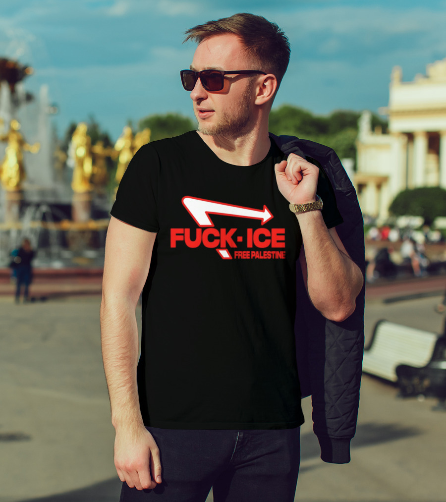 Fuck Ice Free Palestine Melt Ice T-Shirt