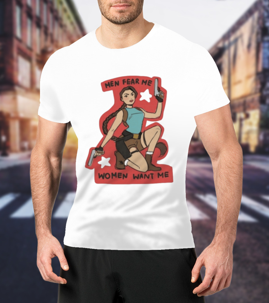 Men Fear Me Women Want Me Woman With Guns And Stars T-Shirt