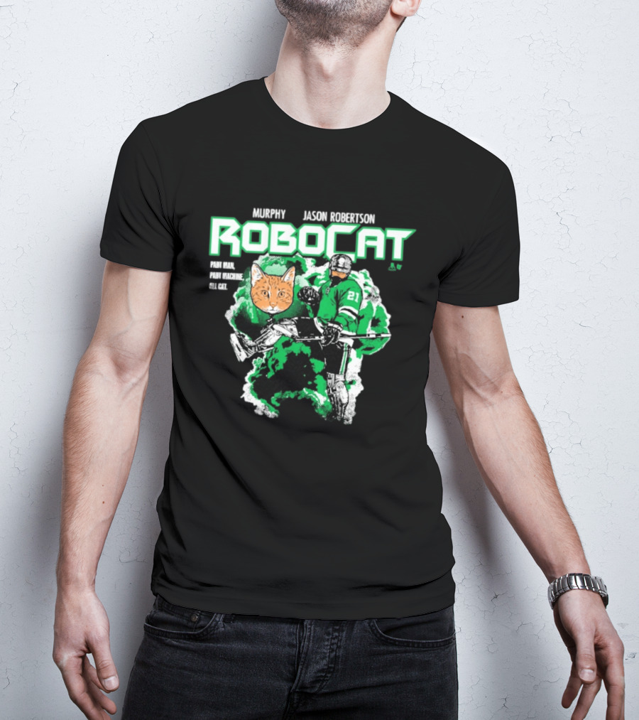 Jason Robertson RoboCat Hockey Player With Cat Head T-Shirt