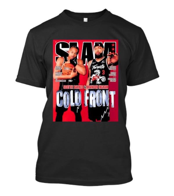 Slam Magazine Cover Featuring Scottie Barnes Brandon Ingram Cold Front Toronto T-Shirt