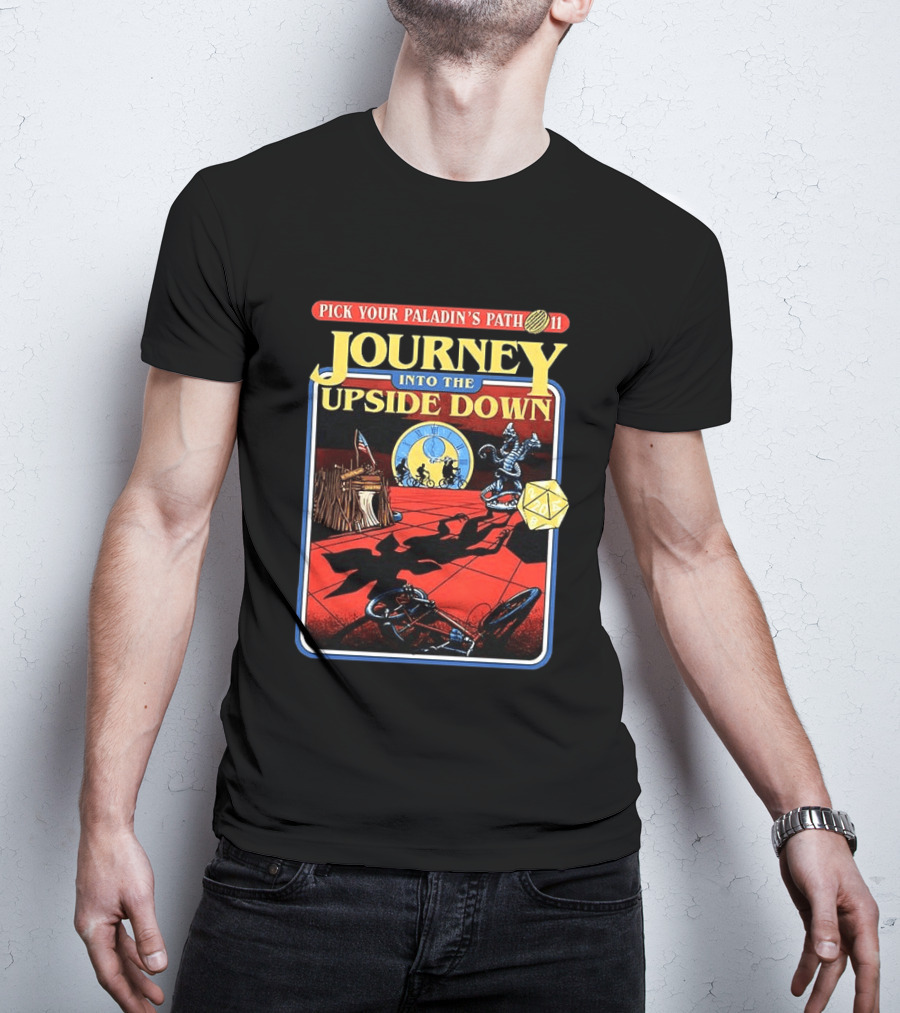 Pick Your Paladin's Path Journey Into The Upside Down Comic Dice Retro Scene T-Shirt