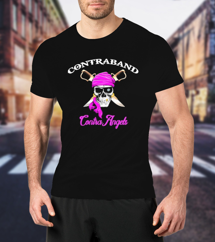 Contraband ContraAngels Skull Pirate Bandana And Swords T-Shirt