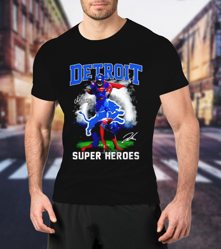 Detroit Lions Super Heroes Champion Legend T-Shirt