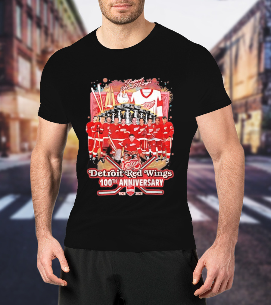 Detroit Red Wings 100th Anniversary 1926 2026 Team Celebration T-Shirt