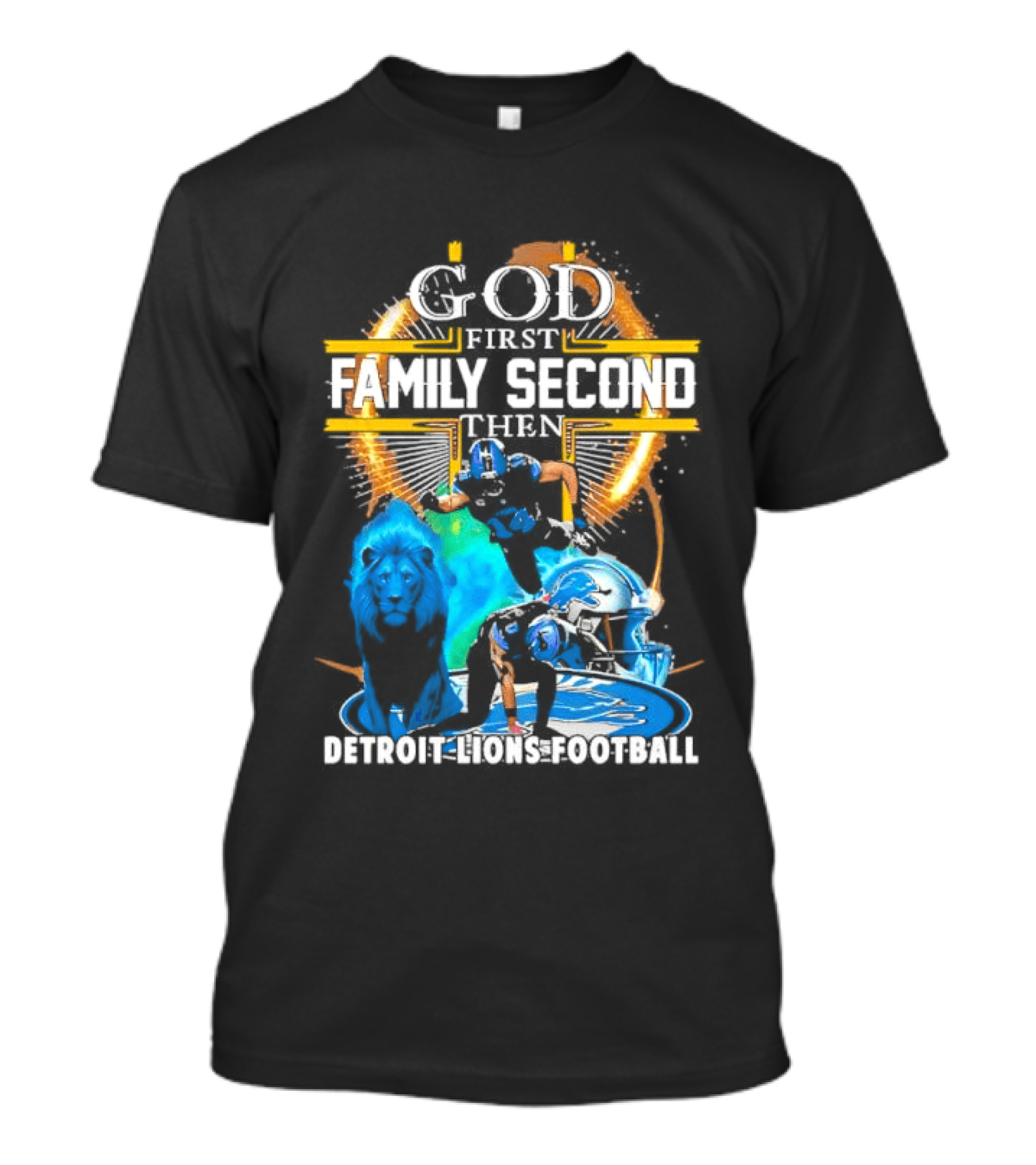 God First Family Second Detroit Lions Football St. Brown & Gibbs T-Shirt
