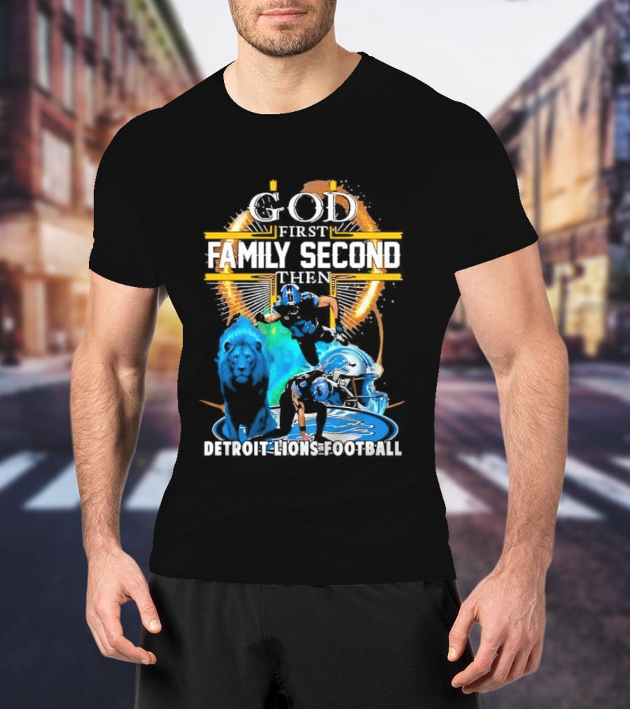 God First Family Second Detroit Lions Football St. Brown & Gibbs T-Shirt