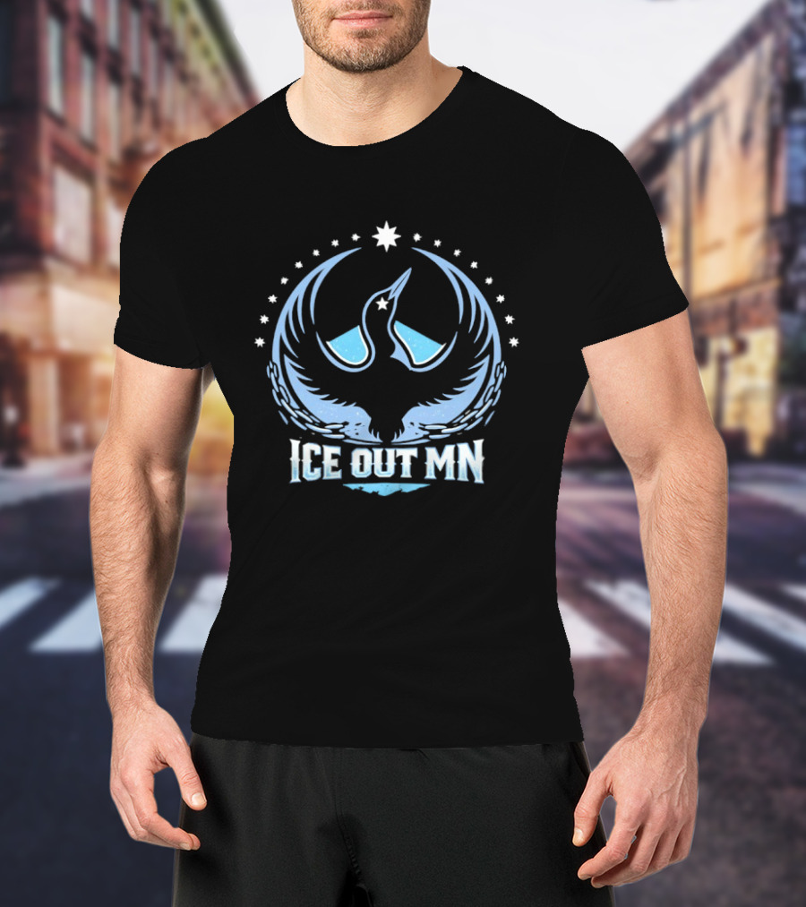 Ice Out MN Minnesota Loon Resistance Northern Star T-Shirt