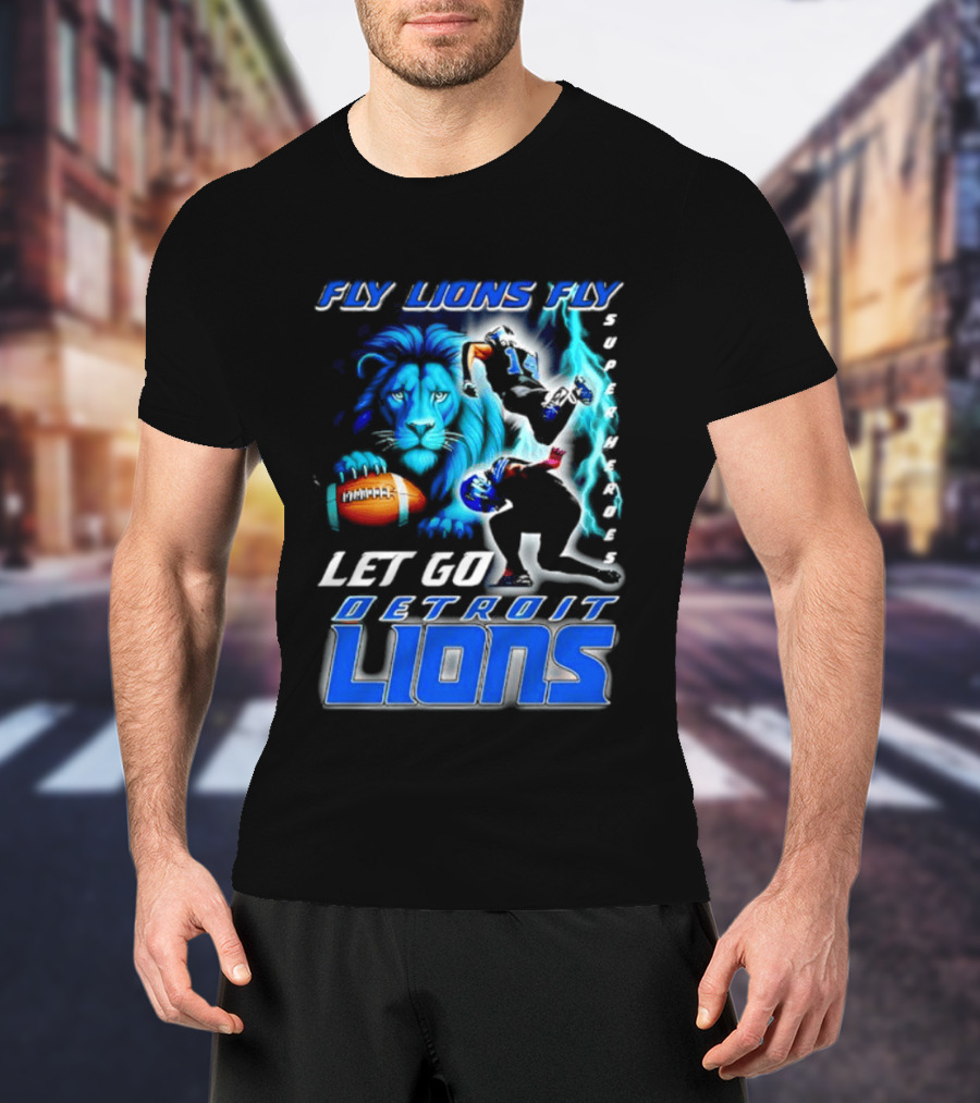 Fly Lions Fly Let Go Detroit Lions Football Journey T-Shirt
