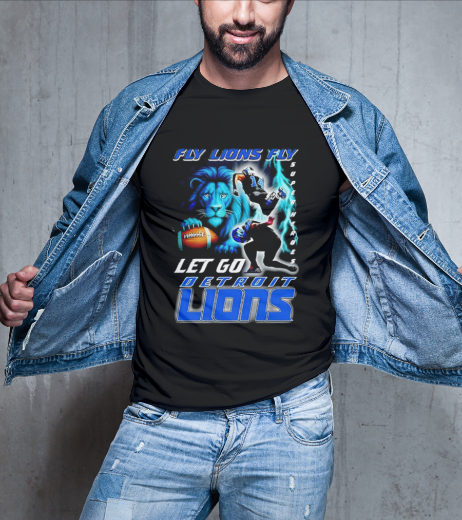 Fly Lions Fly Let Go Detroit Lions Football Journey T-Shirt