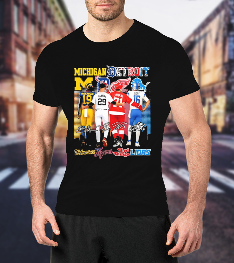Michigan Wolverines X Tigers X Red Wings X Lions Detroit Sports Players T-Shirt