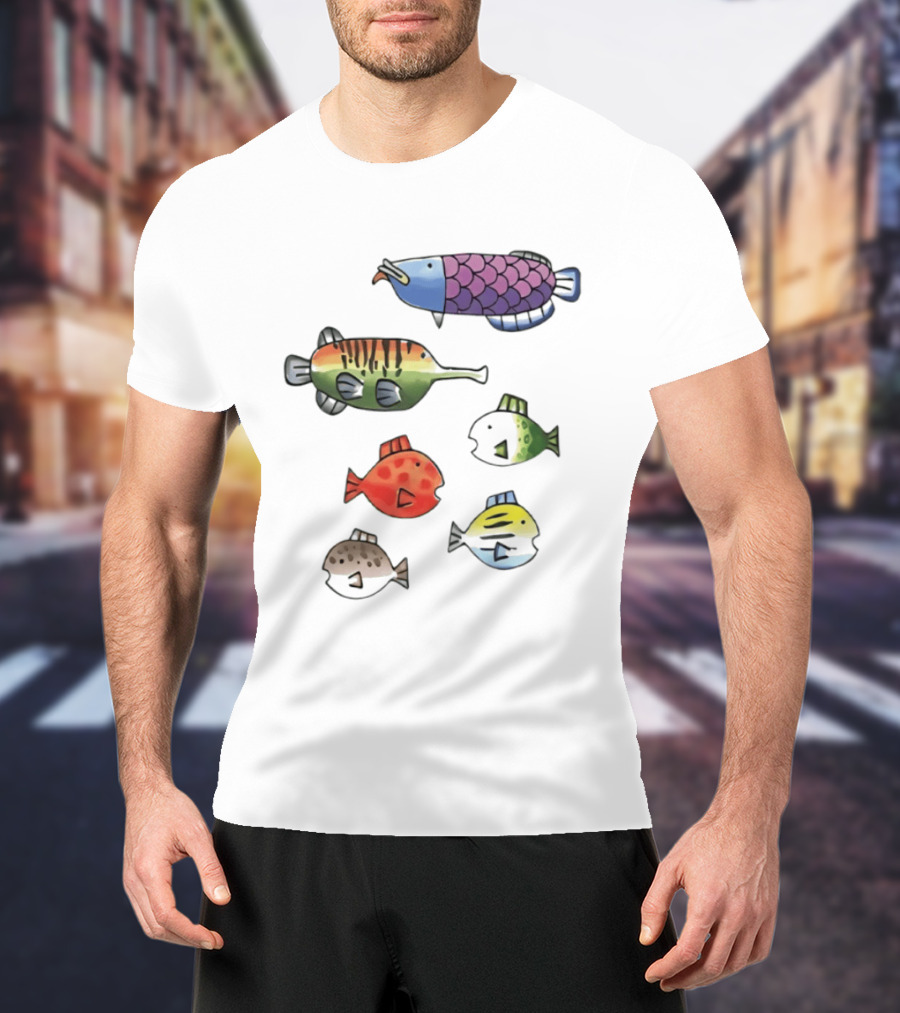 Fishing Minigame Colorful Fish Collection Vibrant Sea Life T-Shirt