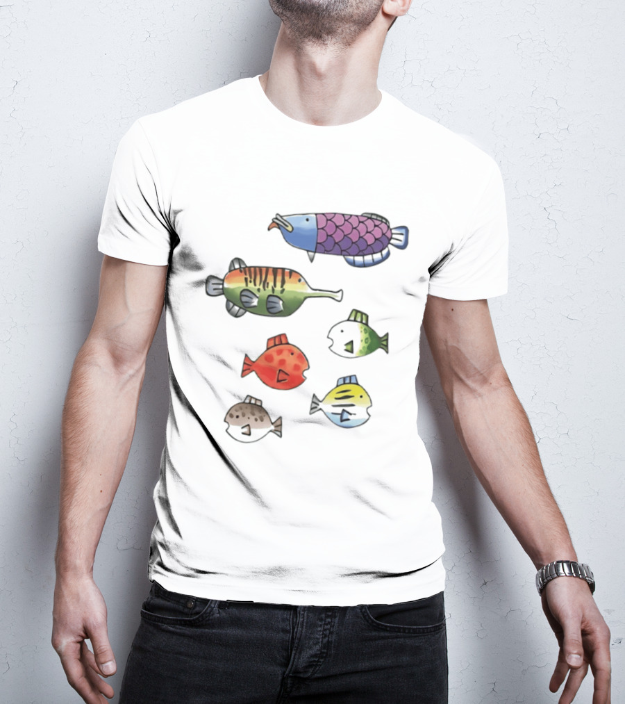 Fishing Minigame Colorful Fish Collection Vibrant Sea Life T-Shirt