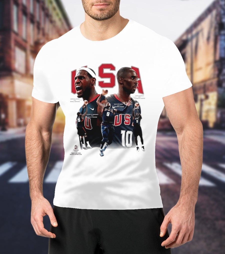 Kobe Bryant LeBron James Dwyane Wade Carmelo Anthony USA Basketball Redeem Team T-Shirt