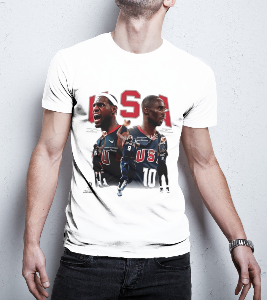 Kobe Bryant LeBron James Dwyane Wade Carmelo Anthony USA Basketball Redeem Team T-Shirt