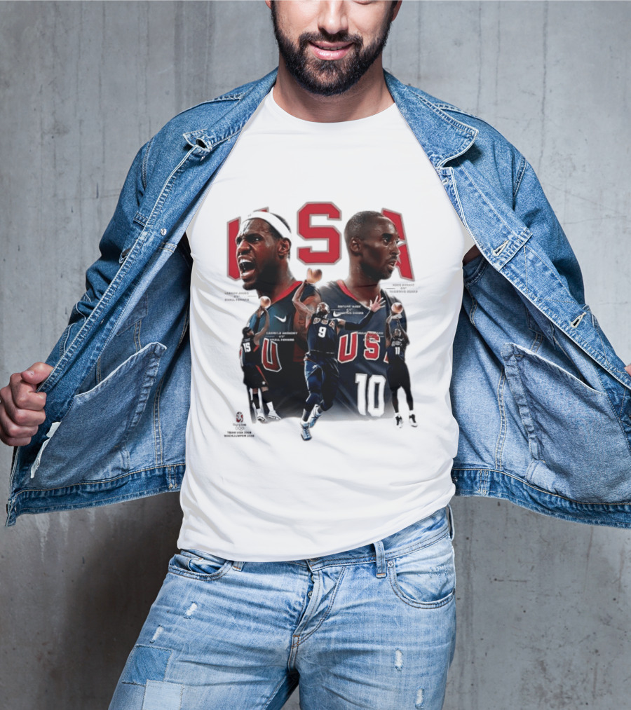 Kobe Bryant LeBron James Dwyane Wade Carmelo Anthony USA Basketball Redeem Team T-Shirt