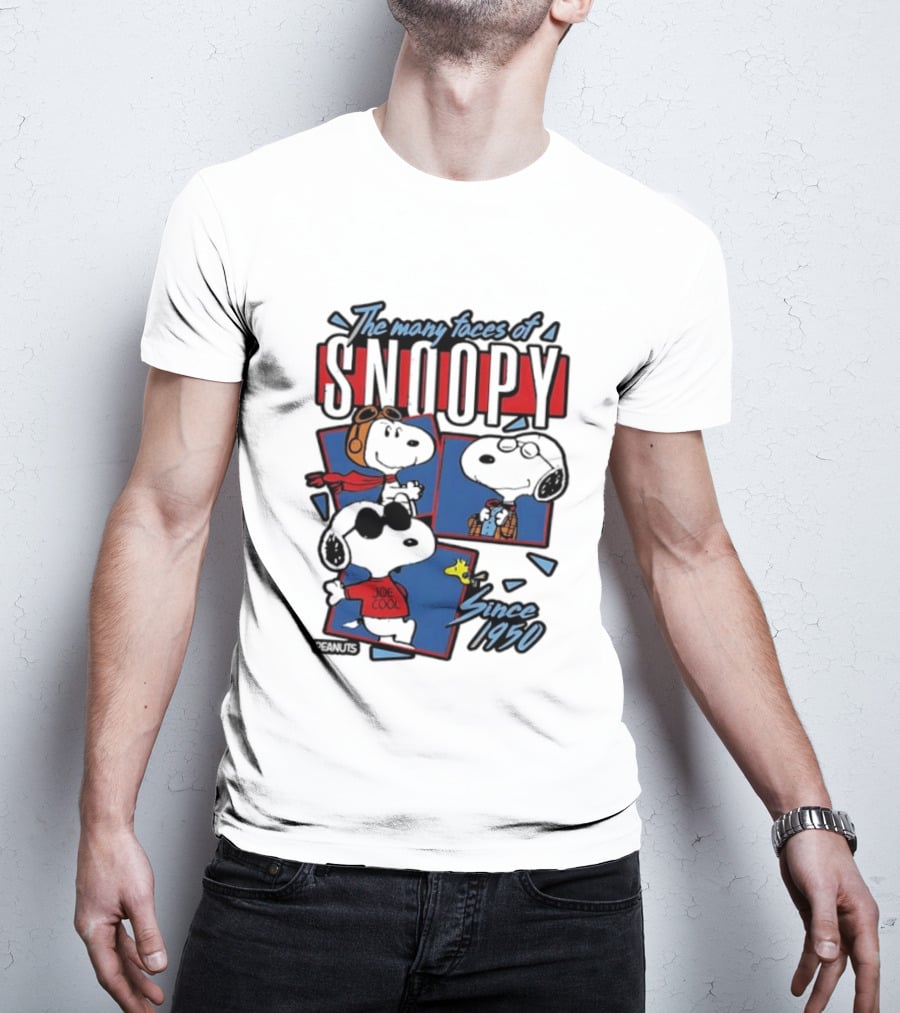 The Many Faces Of Snoopy Joe Cool Aviator Since 1950 T-Shirt