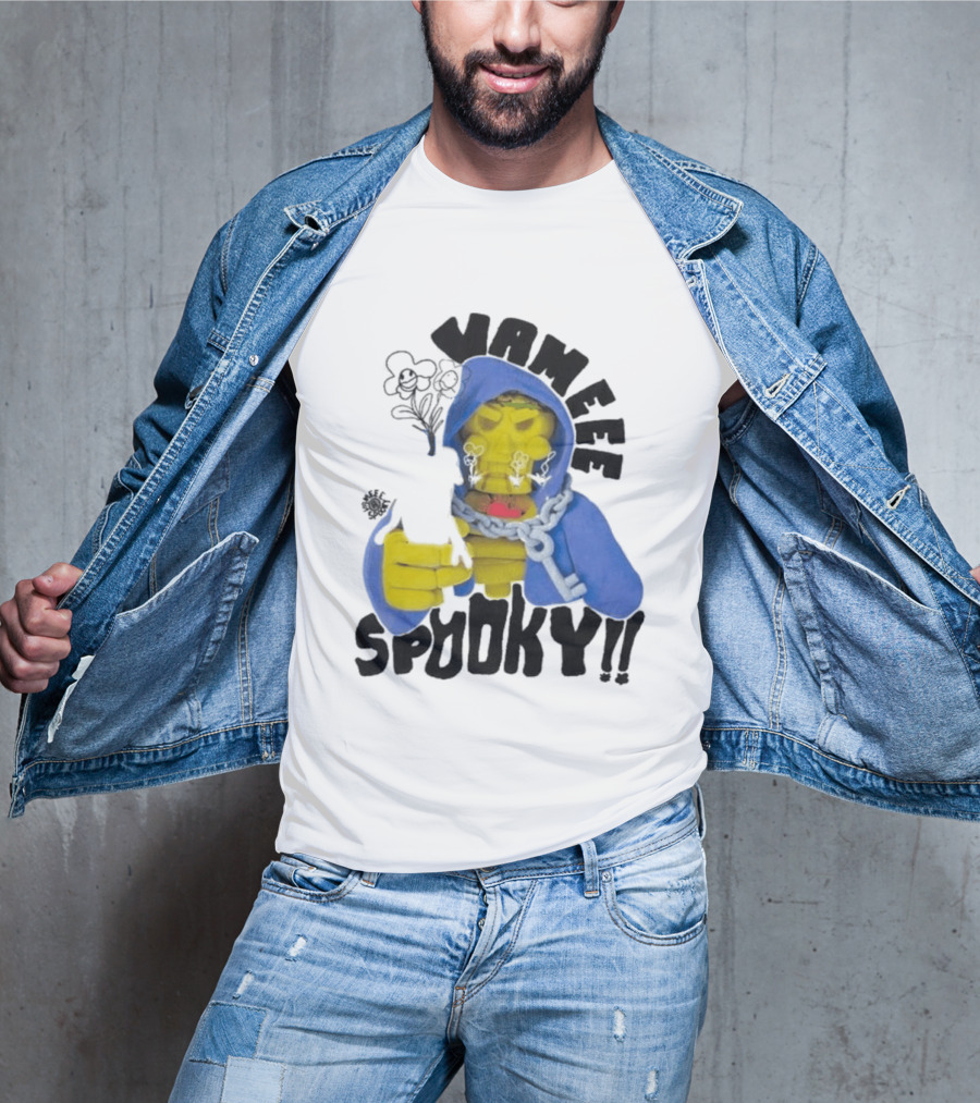Vameee Spooky Skeleton In Blue Hood With Chains T-Shirt