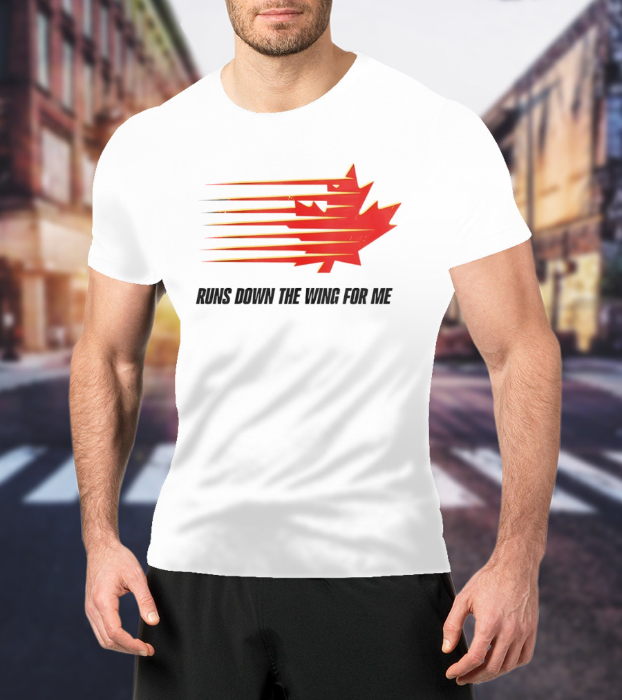 Runs Down The Wing For Me Red Streaks Maple Leaf T-Shirt