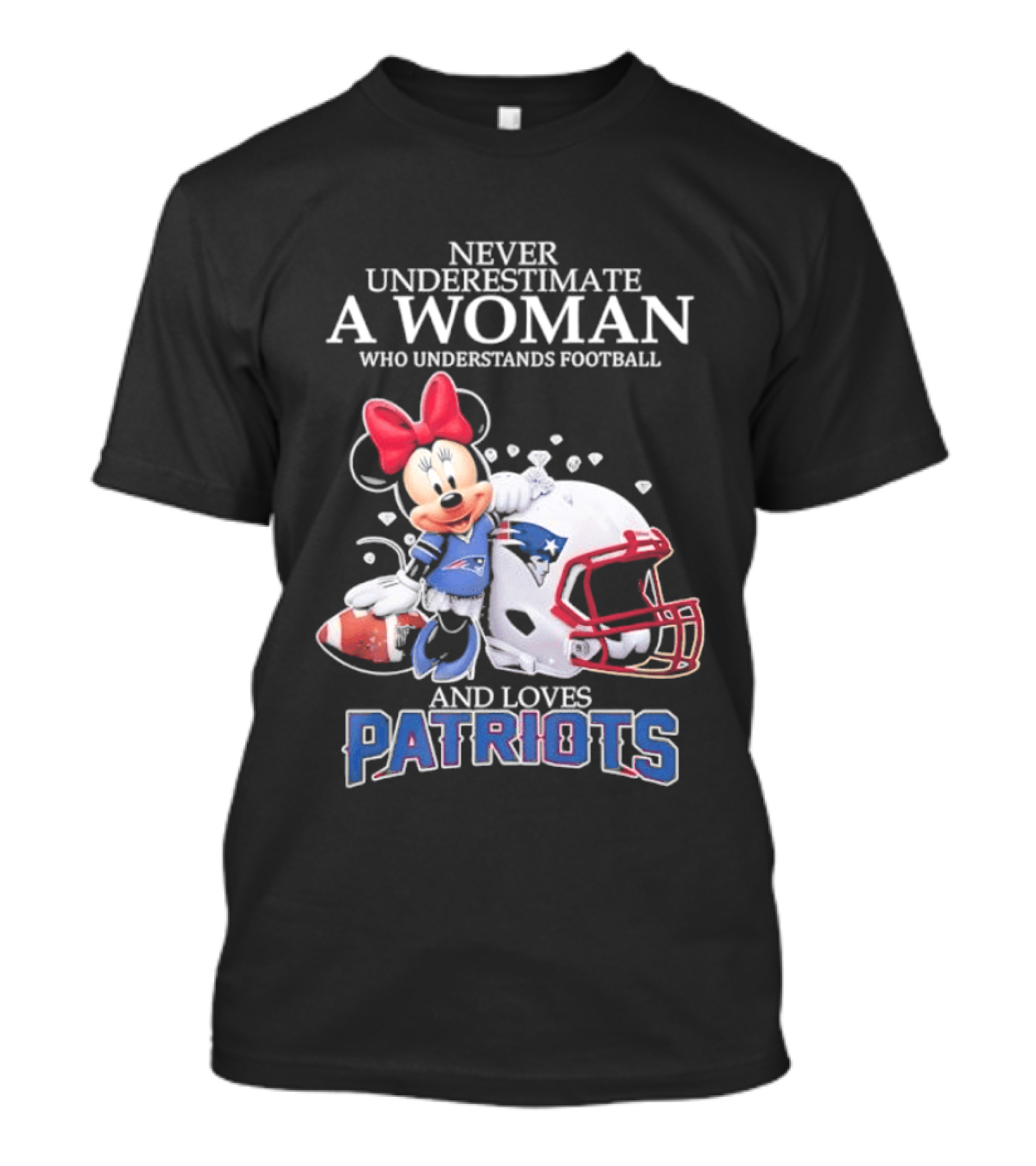 Minnie Mouse Never Underestimate A Woman Who Understands Football And Loves Patriots T-Shirt