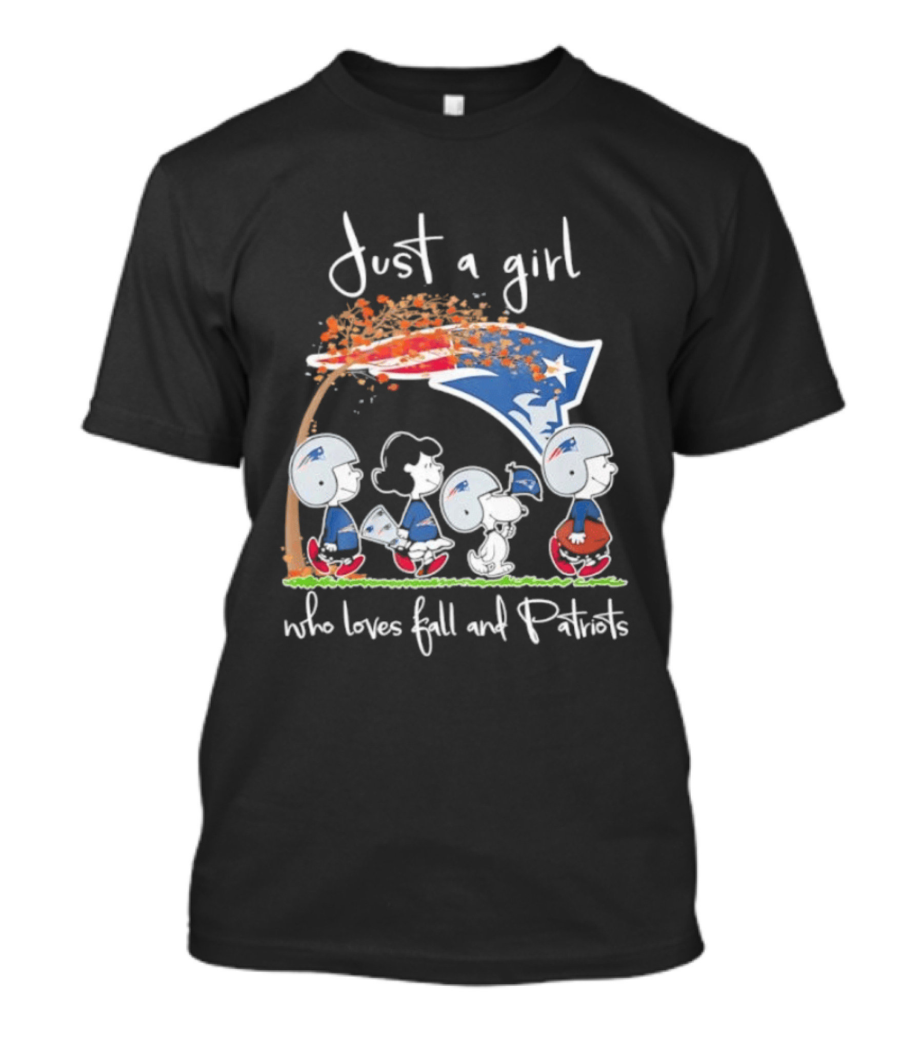 Peanuts Characters Just A Girl Who Loves Fall And Patriots T-Shirt