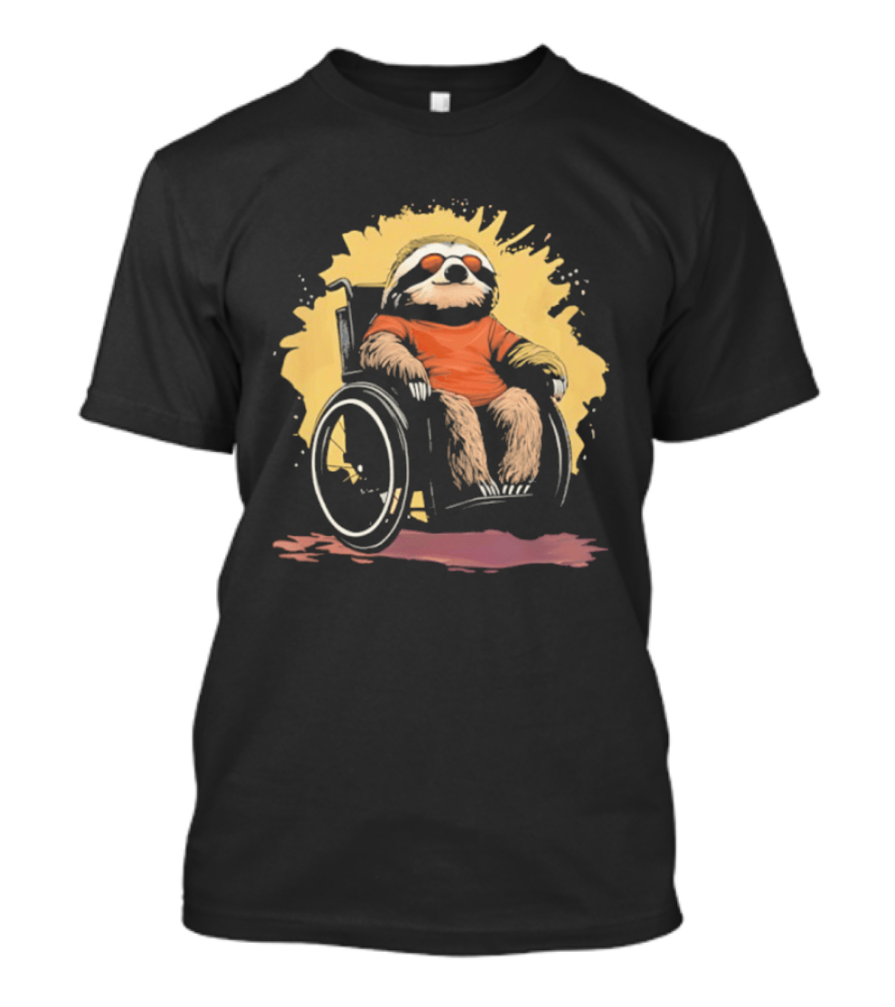 Sloth On Wheelchair With Sunglasses Relaxing Cool Attitude T-Shirt