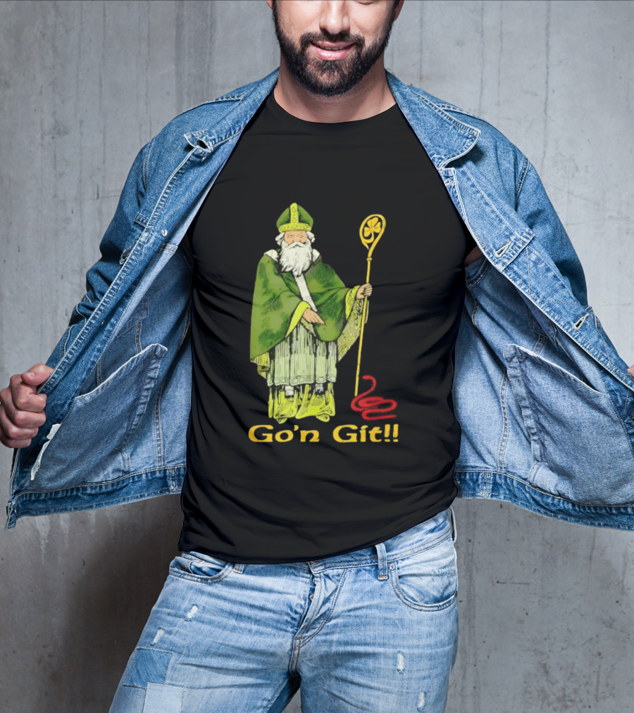 Go'n Git St Patrick Vintage Illustration With Staff And Smoke T-Shirt