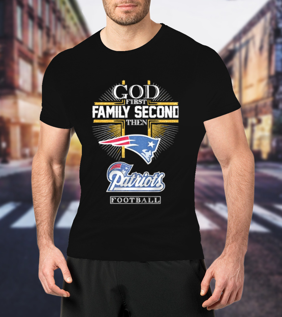 God First Family Second Then Patriots Football Flying Elvis T-Shirt